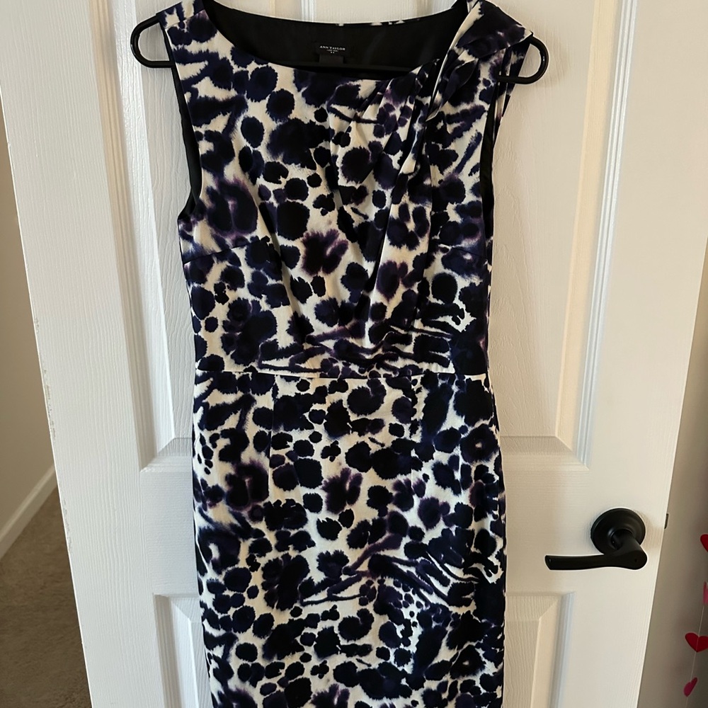 Ann Taylor Dress White, Dark Purple and Dark Blue